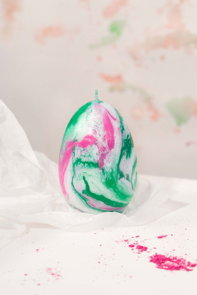 OLIMPO MARBLE CANDLE GREEN / PINK