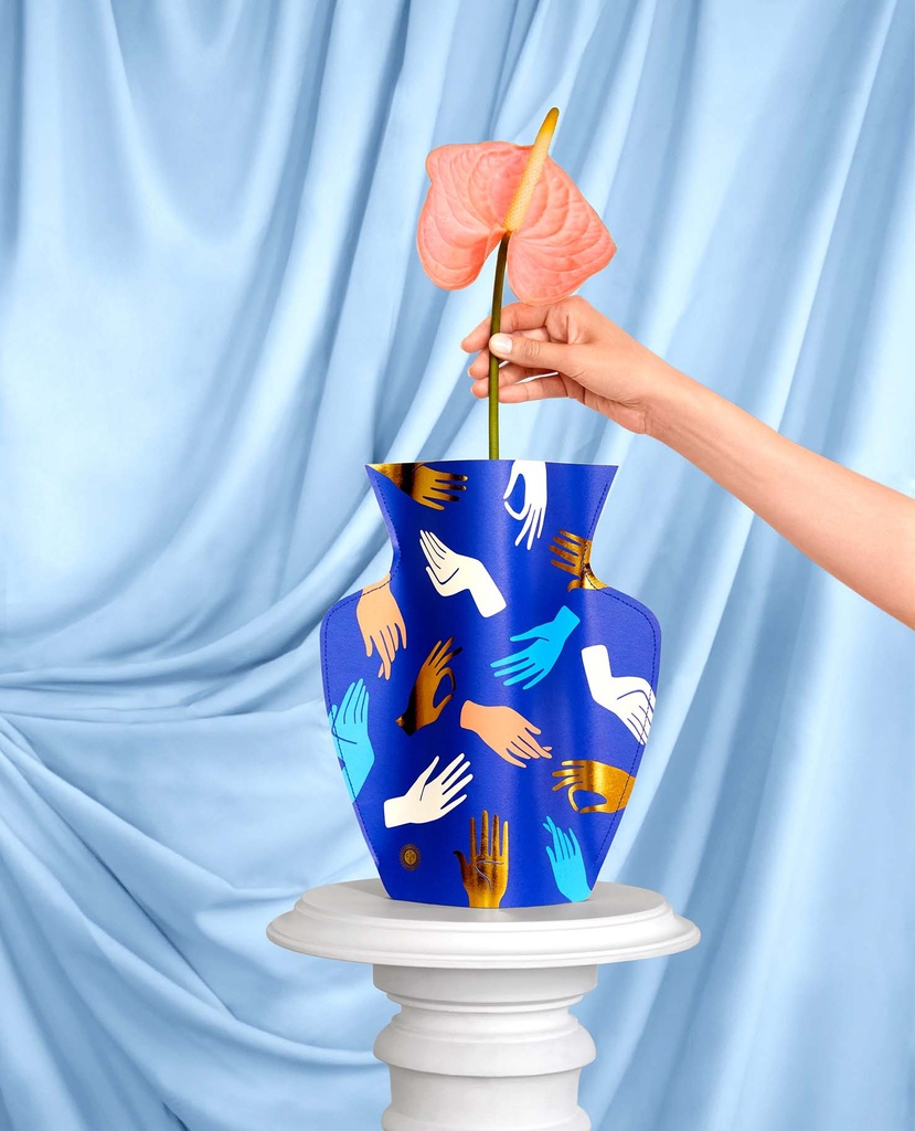 PAPER VASE HAMSA (BLUE)