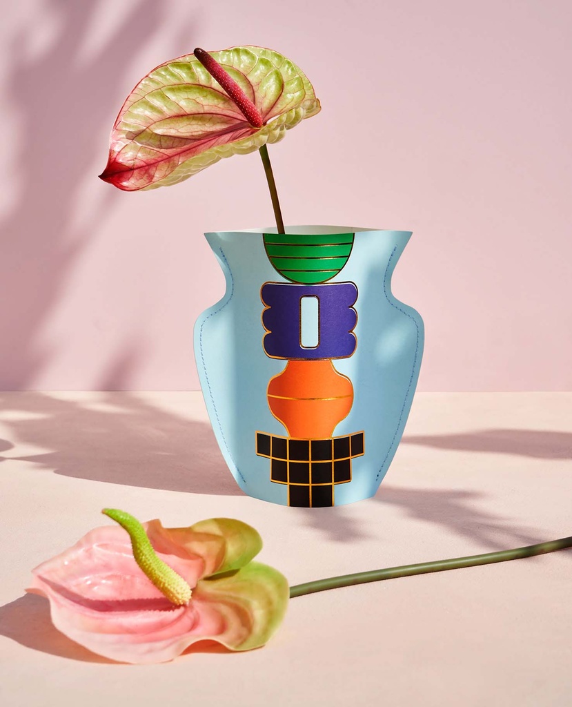 MINI PAPER VASE TEMPLO (BLUE)