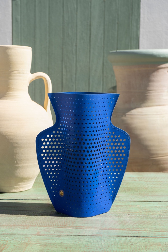 PAPER VASE HELIO (Perforated, Blue)