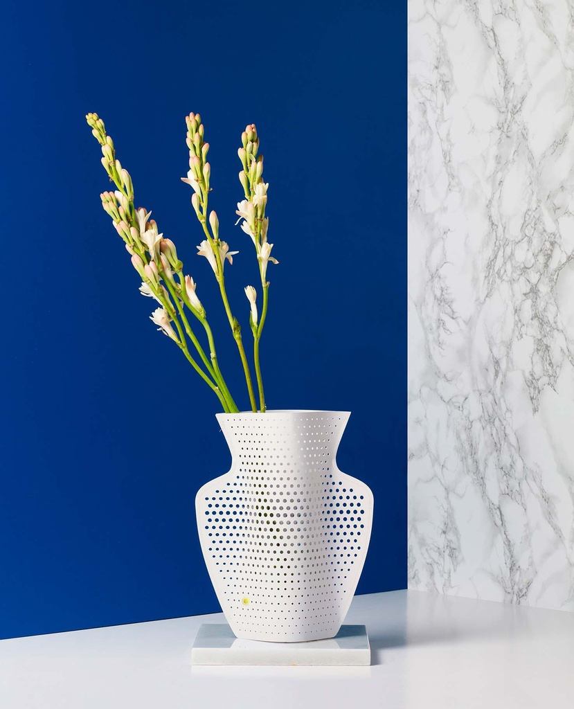 PAPER VASE CYANO (Perforated, White)