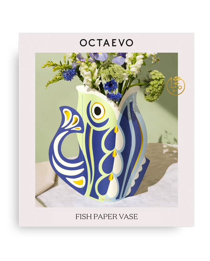 PAPER VASE FISH BLUE