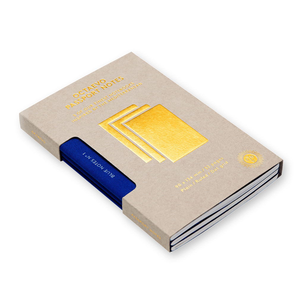 PASSPORT NOTEBOOK BOX OF 3 BLUE NOTES