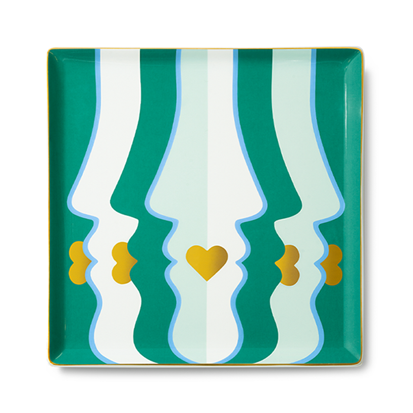 CERAMIC TRAY "BESO" green