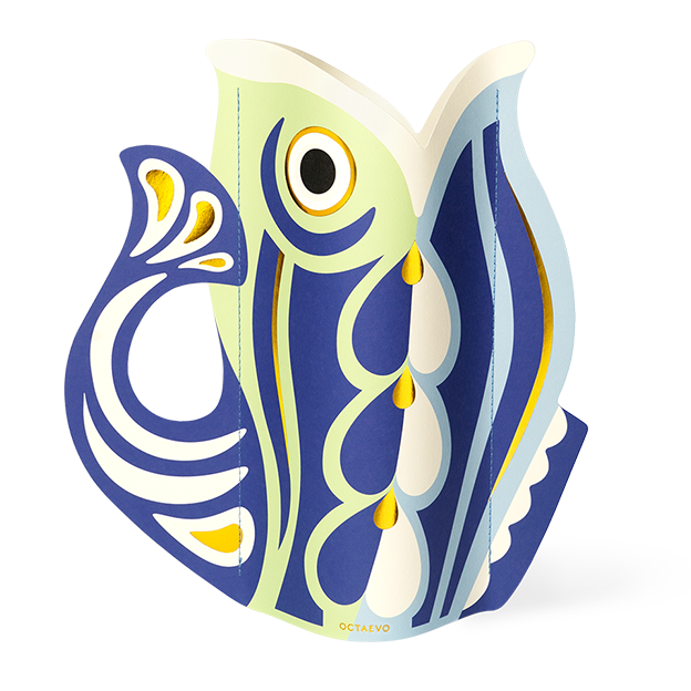 PAPER VASE FISH BLUE